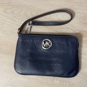 Michael Kors navy blue leather wallet wristlet